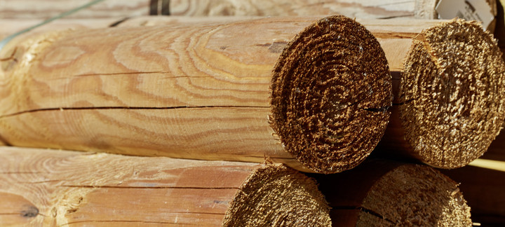 Große Holzbälle verwendet im Gartenbau.